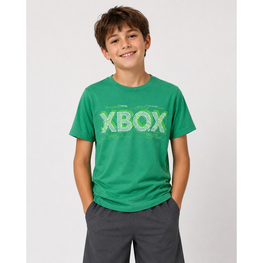 Xbox Boys Green Graphic T-Shirt Gaming Logo Short Sleeve Tee Size L 10-12